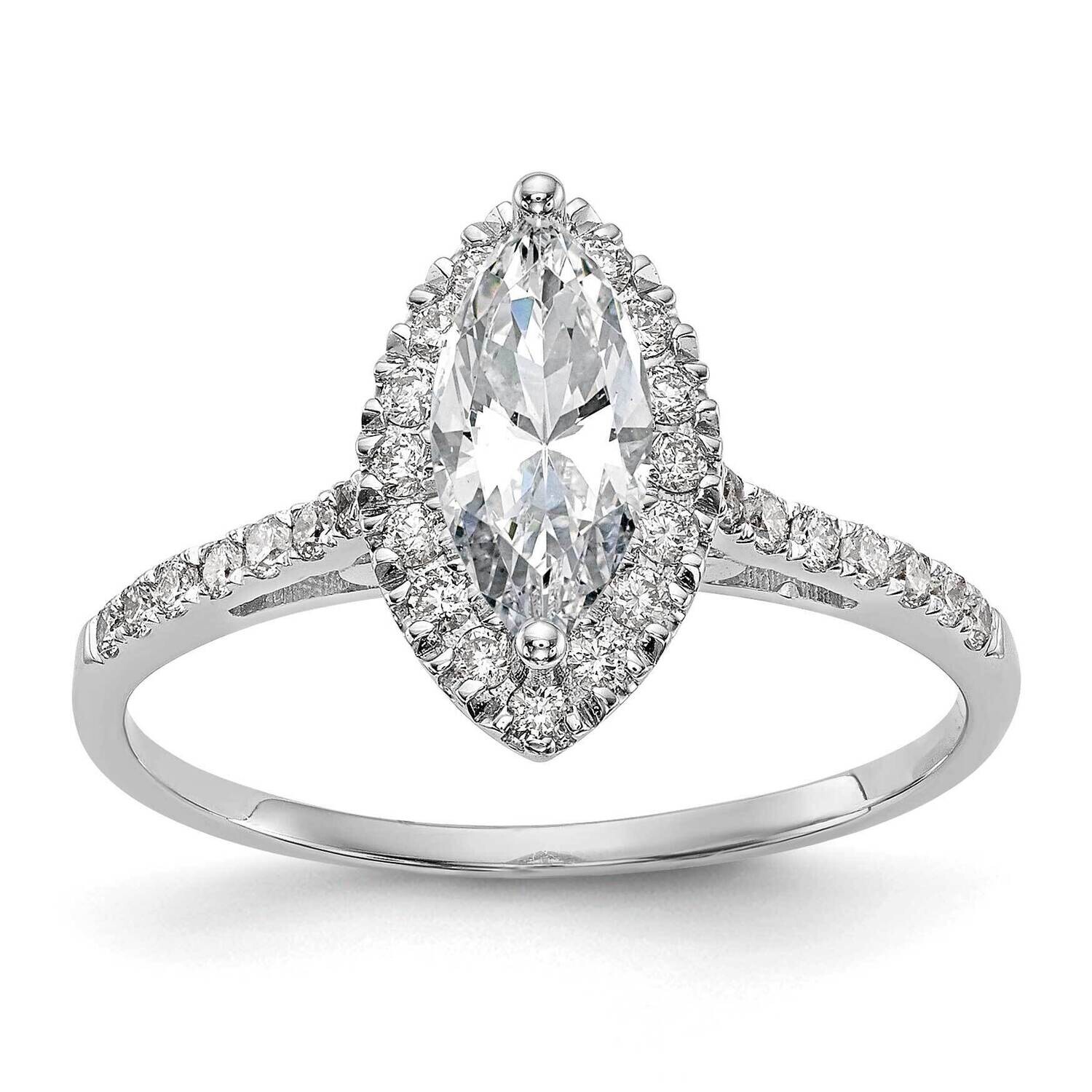 Halo Holds 1 Carat 10X5mm Marquise Center 1/4 Carat Diamond Semi-Mount Engagement Ring 14k White Go…