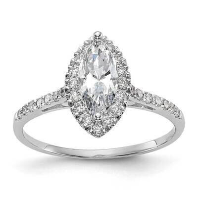 Halo Holds 1 Carat 10X5mm Marquise Center 1/4 Carat Diamond Semi-Mount Engagement Ring 14k White Go…