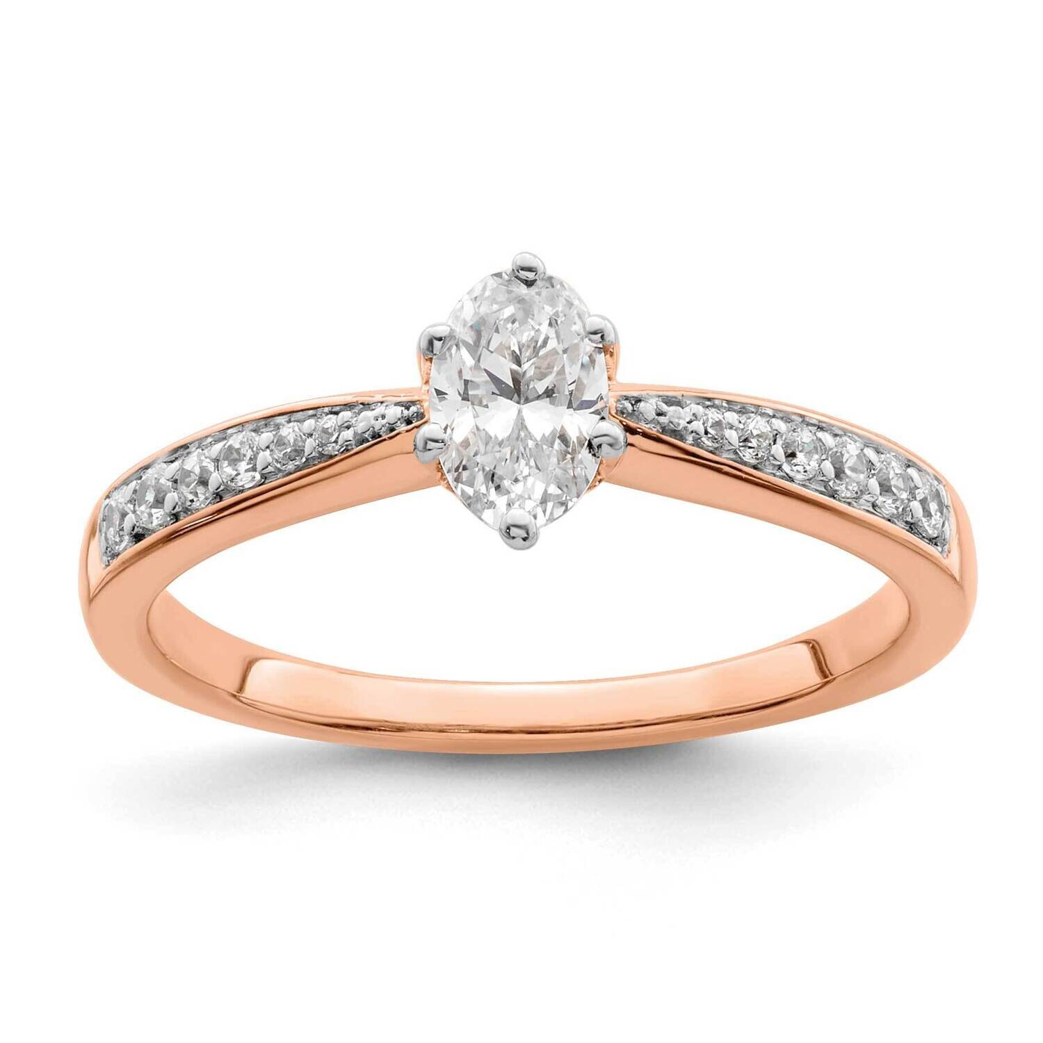 Leaf Design Holds 1/2 Carat 6.4X4.9mm Oval Center 1/8 Carat Diamond Semi-Mount Engagement Ring 14k …