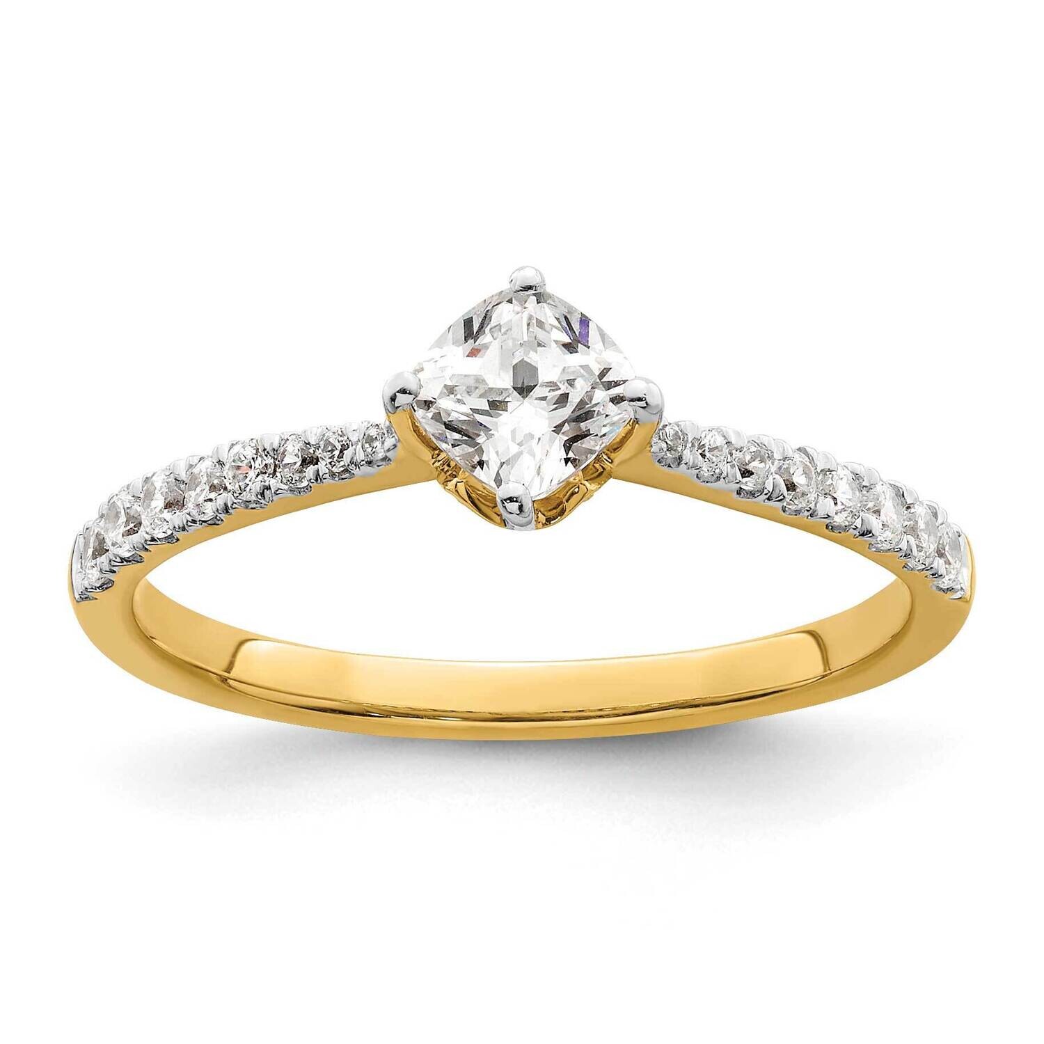 Leaf Design Holds 1/2 Carat 4.9mm Cushion Center 1/4 Carat Diamond Semi-Mount Engagement Ring 14k G…