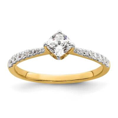 Leaf Design Holds 1/2 Carat 4.9mm Cushion Center 1/4 Carat Diamond Semi-Mount Engagement Ring 14k G…