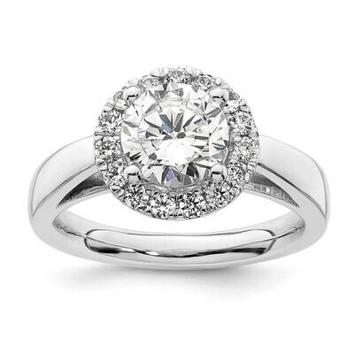 Halo Holds 1.5 Carat 7.5mm Round Center 3/8 Carat Diamond Semi-Mount Engagement Ring 14k White Gold…
