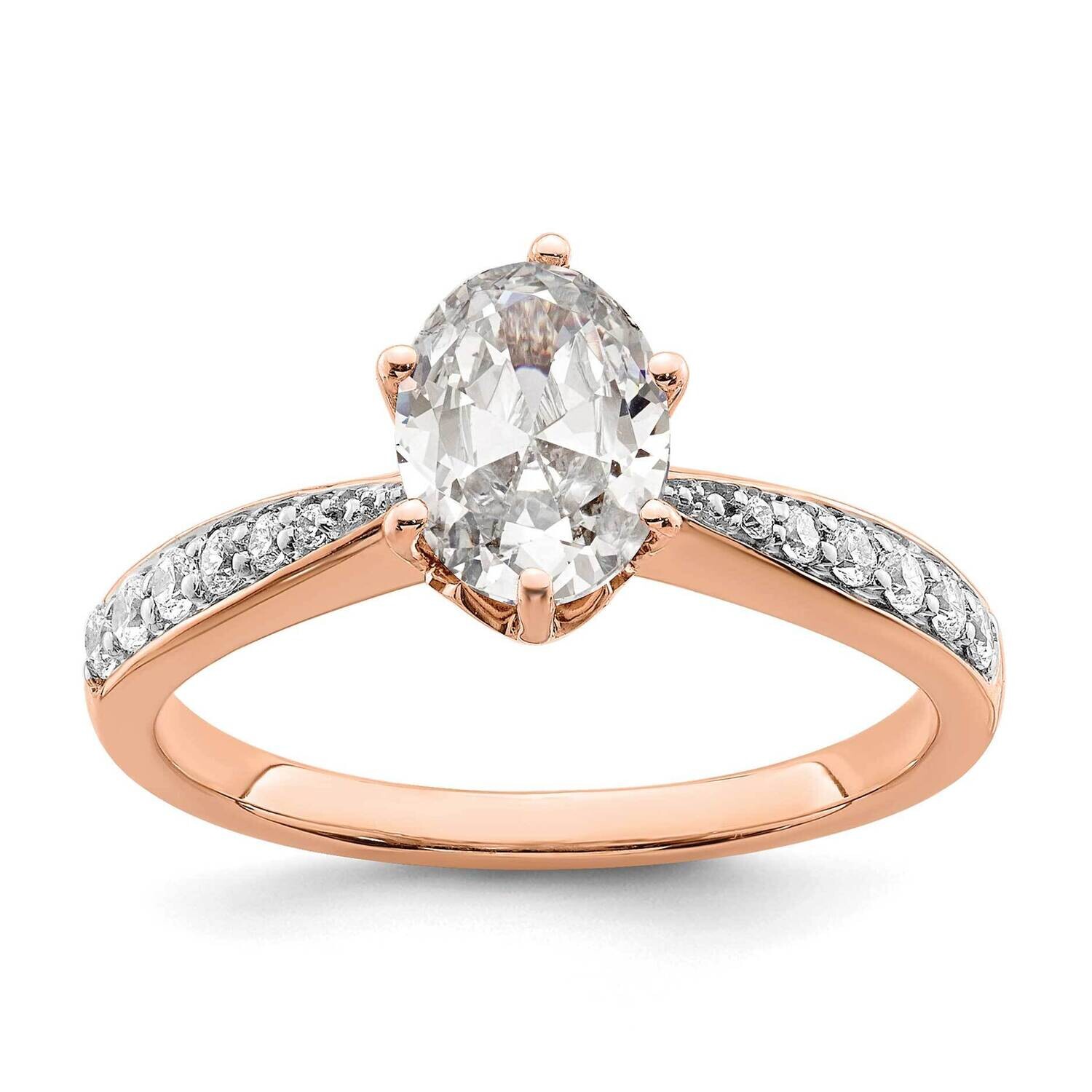 Leaf Design Holds 1 Carat 8.00X6.1mm Oval Center 1/5 Carat Diamond Semi-Mount Engagement Ring 14k R…
