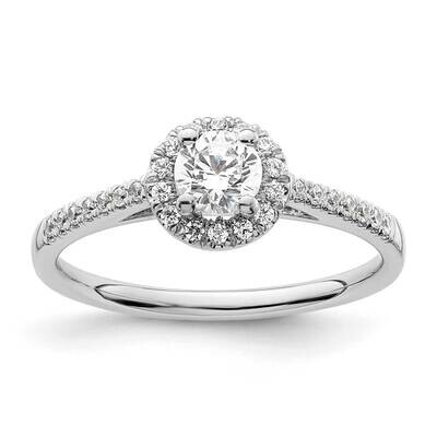 Halo Holds 1/3 Carat 4.5mm Round Center 1/6 Carat Diamond Semi-Mount Engagement Ring 14k White Gold…