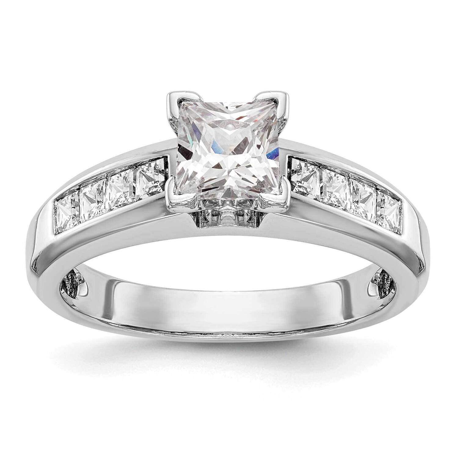 Peg Set 1/2 Carat Channel-Set Princess Diamond Semi-Mount Engagement Ring 14k White Gold RM2683E-050-WAA