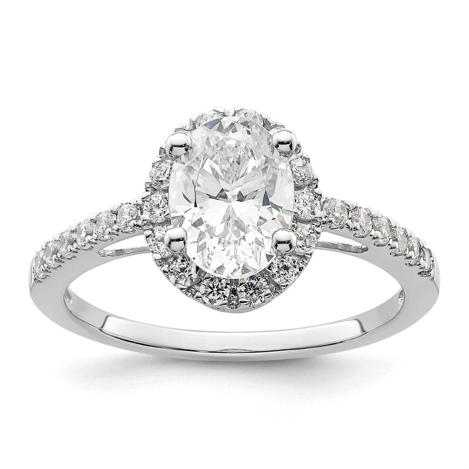 Halo Plus Holds 1.25 Carat 8.5X6.0mm Oval Center 3/8 Carat Diamond Semi-Mount Engagement Ring 14k W…