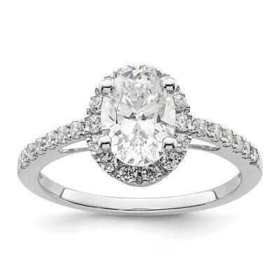 Halo Plus Holds 1.25 Carat 8.5X6.0mm Oval Center 3/8 Carat Diamond Semi-Mount Engagement Ring 14k W…