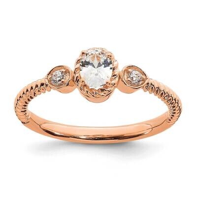 Roped BPetite 3-Stone 1/4 Carat Oval Diamond Complete Promise/Engagement Ring 14k Rose Gold RM7792E…
