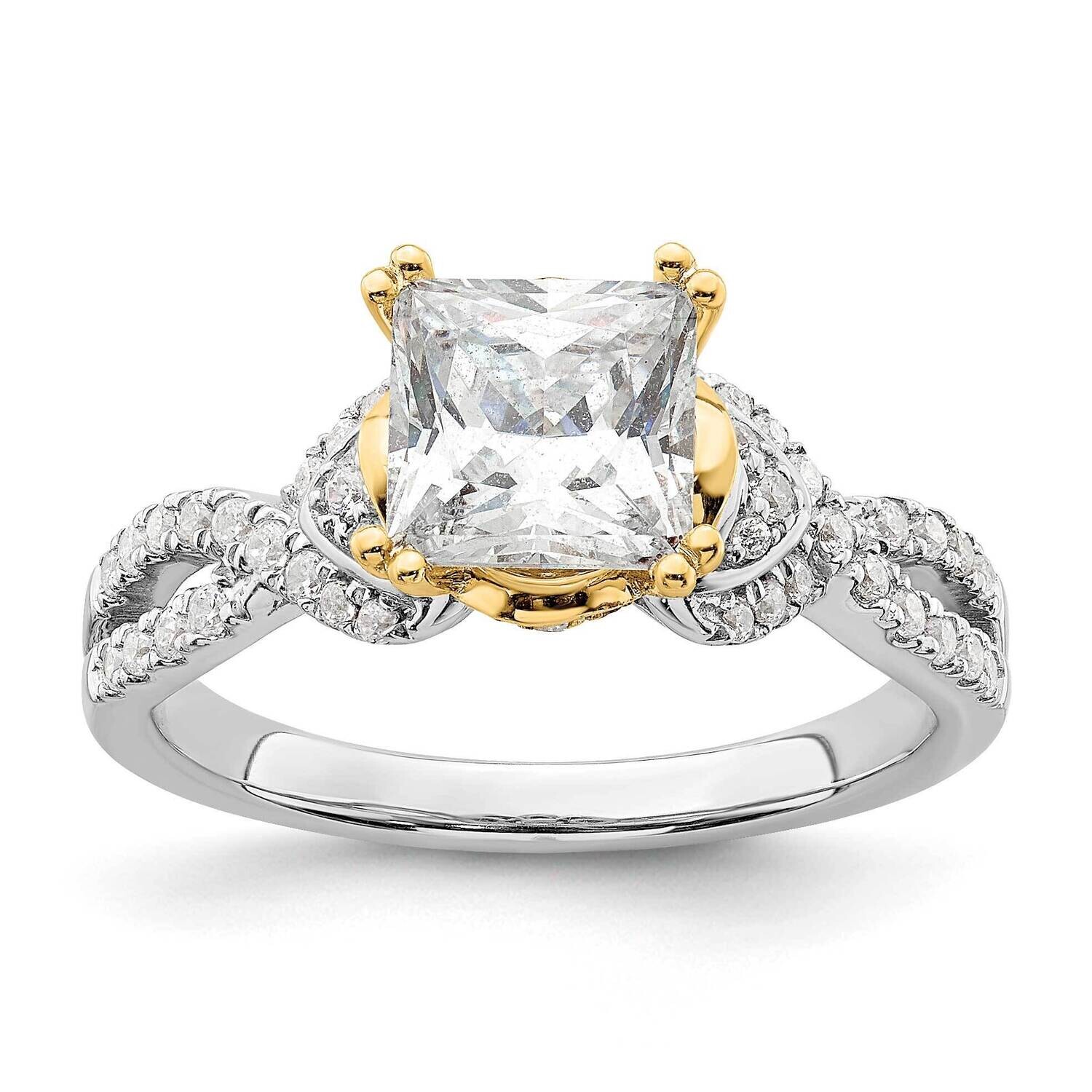 Criss-Cross Holds 1.5 Carat 6.5mm Princess Center 1/3 Carat Diamond Semi-Mount Engagement Ring 14k …