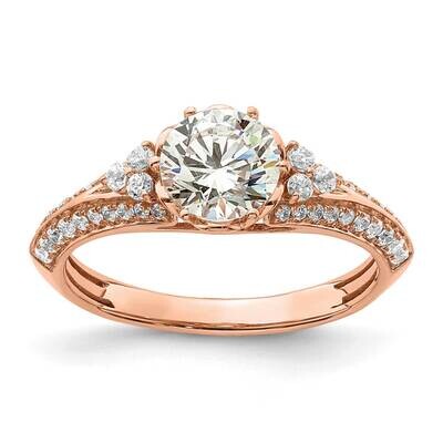 Holds 1 Carat 6.5mm Round Center 1/3 Carat Diamond Semi-Mount Engagement Ring 14k Rose Gold RM7863E…