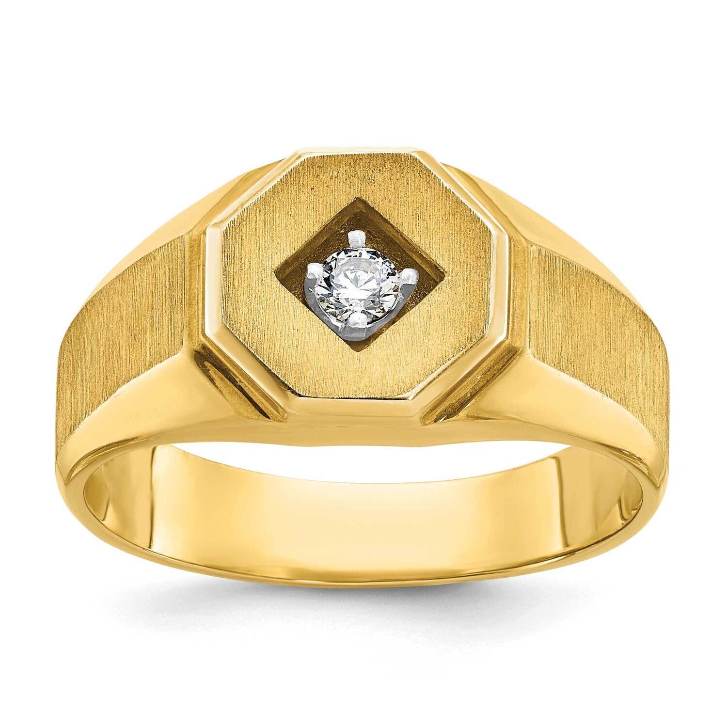Ibgoodman Men's Polished Satin Diamond Complete Ring 10k Gold B05548-0YA