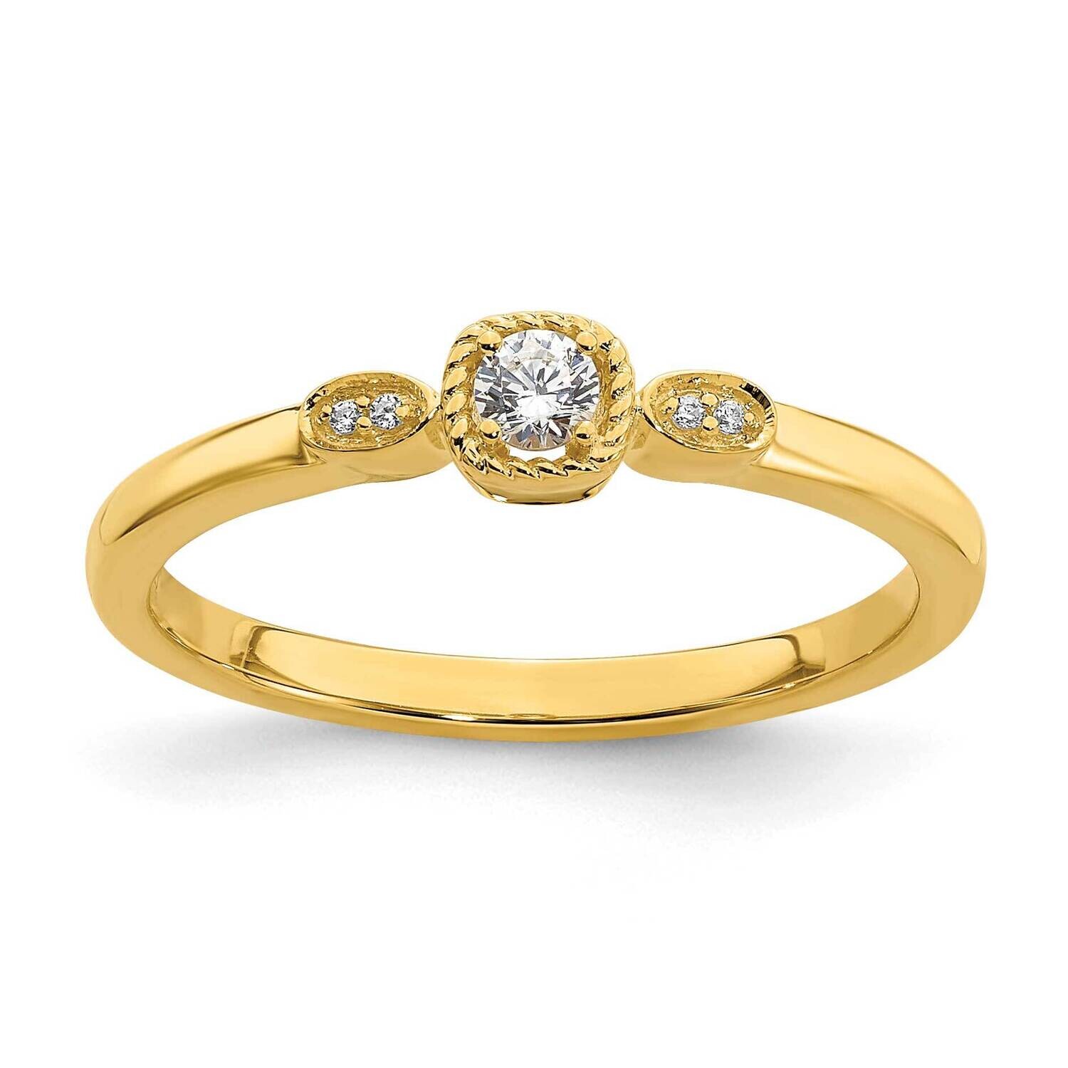 Rope Edge Petite 1/15 Carat Round Diamond Complete Promise/Engagement Ring 14k Gold RM7787E-010-YAA…