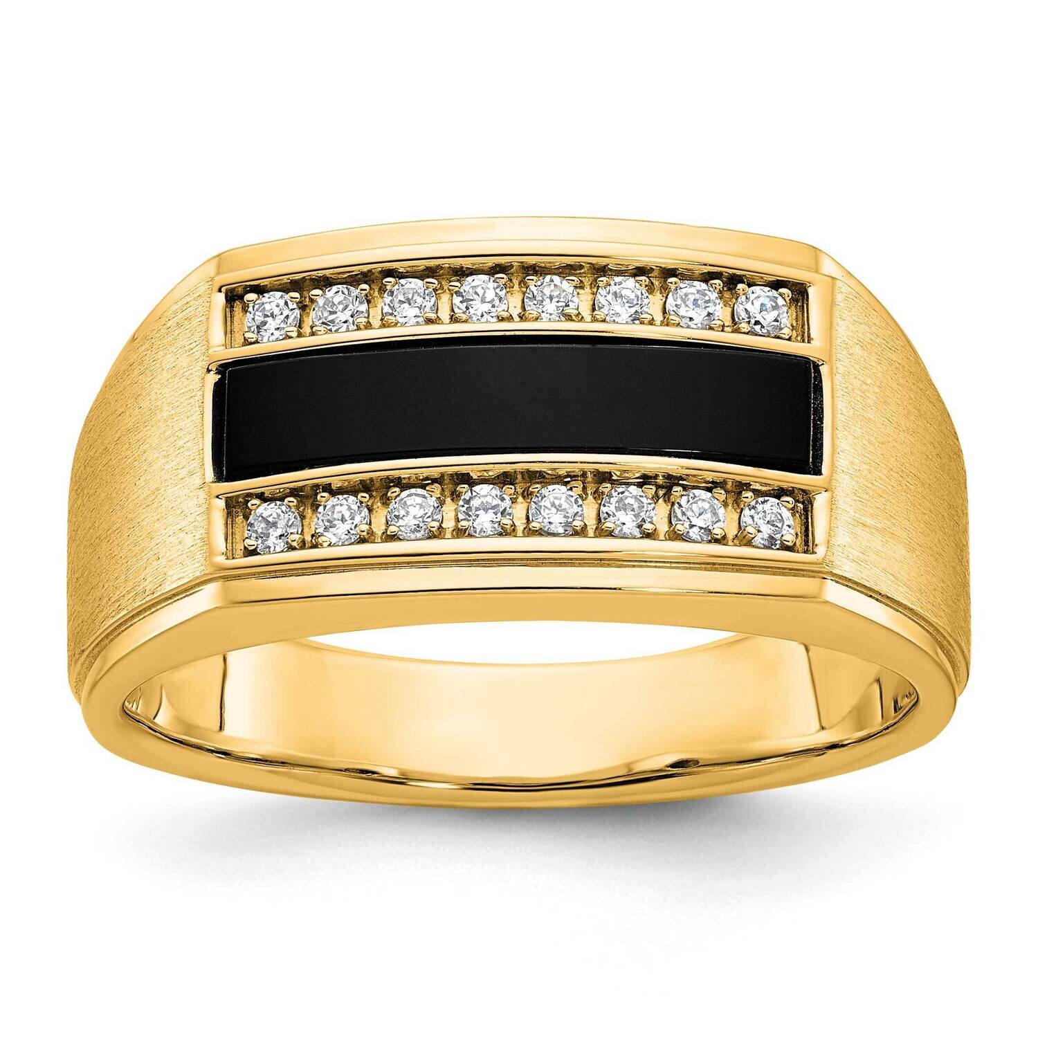 Ibgoodman Men&#39;s Polished Satin Onyx 1/6 Carat A Quality Diamond Ring 10k Gold B58917-0YOX/A by IBGo…