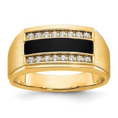 Ibgoodman Men&#39;s Polished Satin Onyx 1/6 Carat A Quality Diamond Ring 10k Gold B58917-0YOX/A by IBGo…
