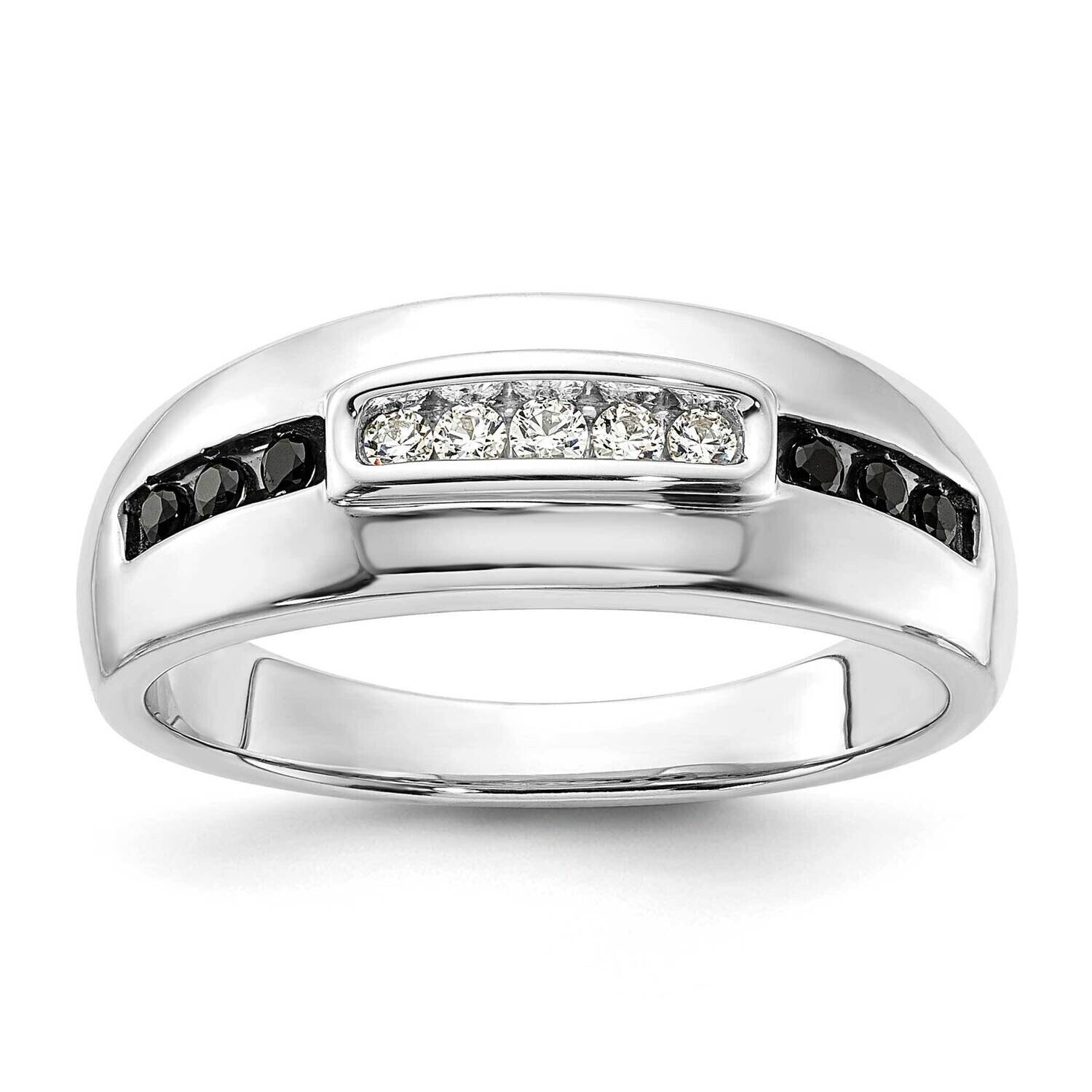 1/4 Carat White Black Diamond Complete Men&#39;s Ring 14k White Gold RM8882B-025-WAA