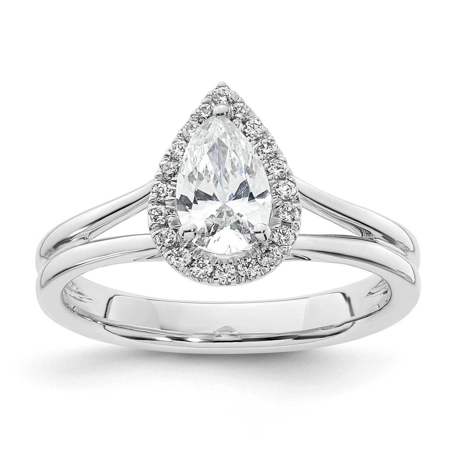 Halo Holds 3/4 Carat 7.7X5mm Pear Center 1/8 Carat Diamond Semi-Mount Split Shank Engagement Ring 1…