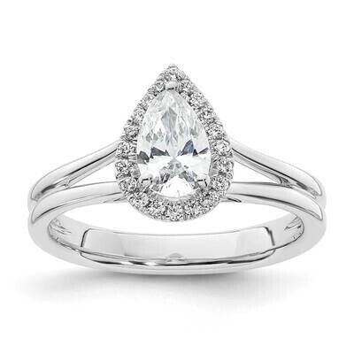Halo Holds 3/4 Carat 7.7X5mm Pear Center 1/8 Carat Diamond Semi-Mount Split Shank Engagement Ring 1…