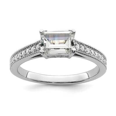 East West Holds 3/4 Carat 6.1X4.5mm Emerald-Cut Center 1/8 Carat Diamond Semi-Mount Engagement Ring…