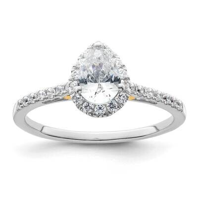 Halo Holds 3/4 Carat 7X5mm Pear Center 1/4 Carat Diamond Semi-Mount Engagement Ring 14k Two-Tone Go…