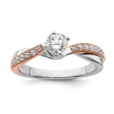 Rose Gold By-Pass Holds 1/2 Carat 5.2mm Round Center 1/5 Carat Diamond Semi-Mount Engagement Ring 1…
