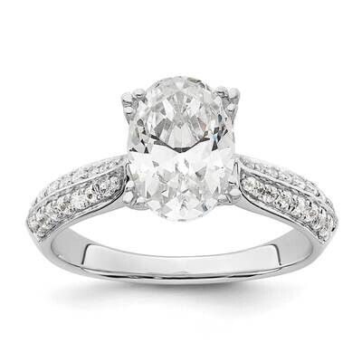 Holds 2 Carat 10X7.5mm Oval Center 1/4 Carat Diamond Semi-Mount Engagement Ring 14k White Gold RM78…