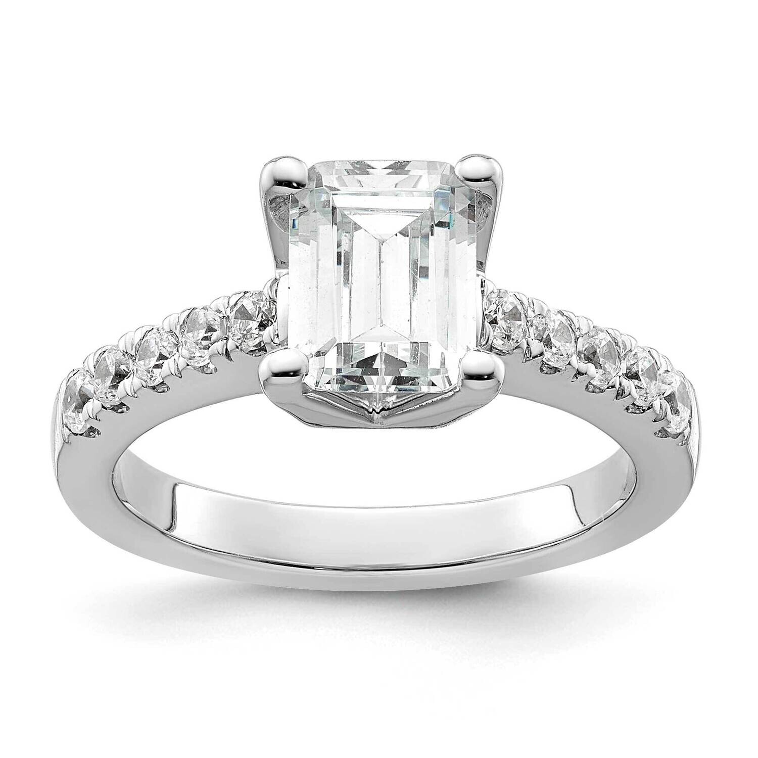 Holds 2 Carat 8.5X6.5mm Emerald-Cut Center 3/8 Carat Diamond Semi-Mount Engagement Ring 14k White G…