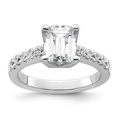 Holds 2 Carat 8.5X6.5mm Emerald-Cut Center 3/8 Carat Diamond Semi-Mount Engagement Ring 14k White G…