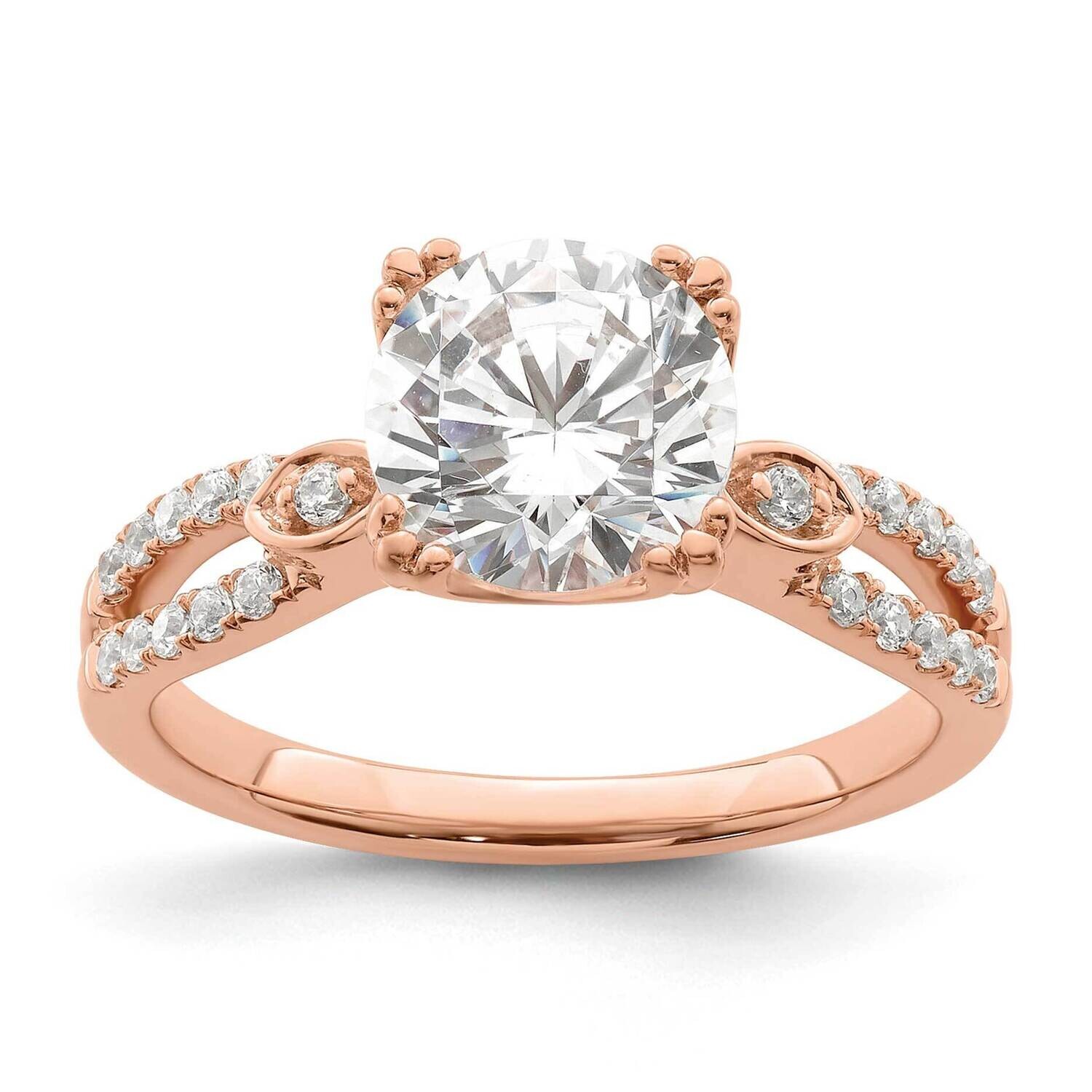 2-Row Holds 2 Carat 8.2mm Round Center 1/4 Carat Diamond Semi-Mount Engagment Ring 14k Rose Gold RM…