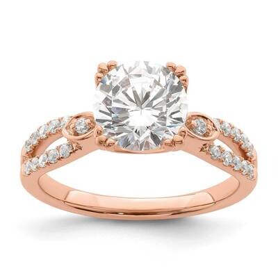 2-Row Holds 2 Carat 8.2mm Round Center 1/4 Carat Diamond Semi-Mount Engagment Ring 14k Rose Gold RM…