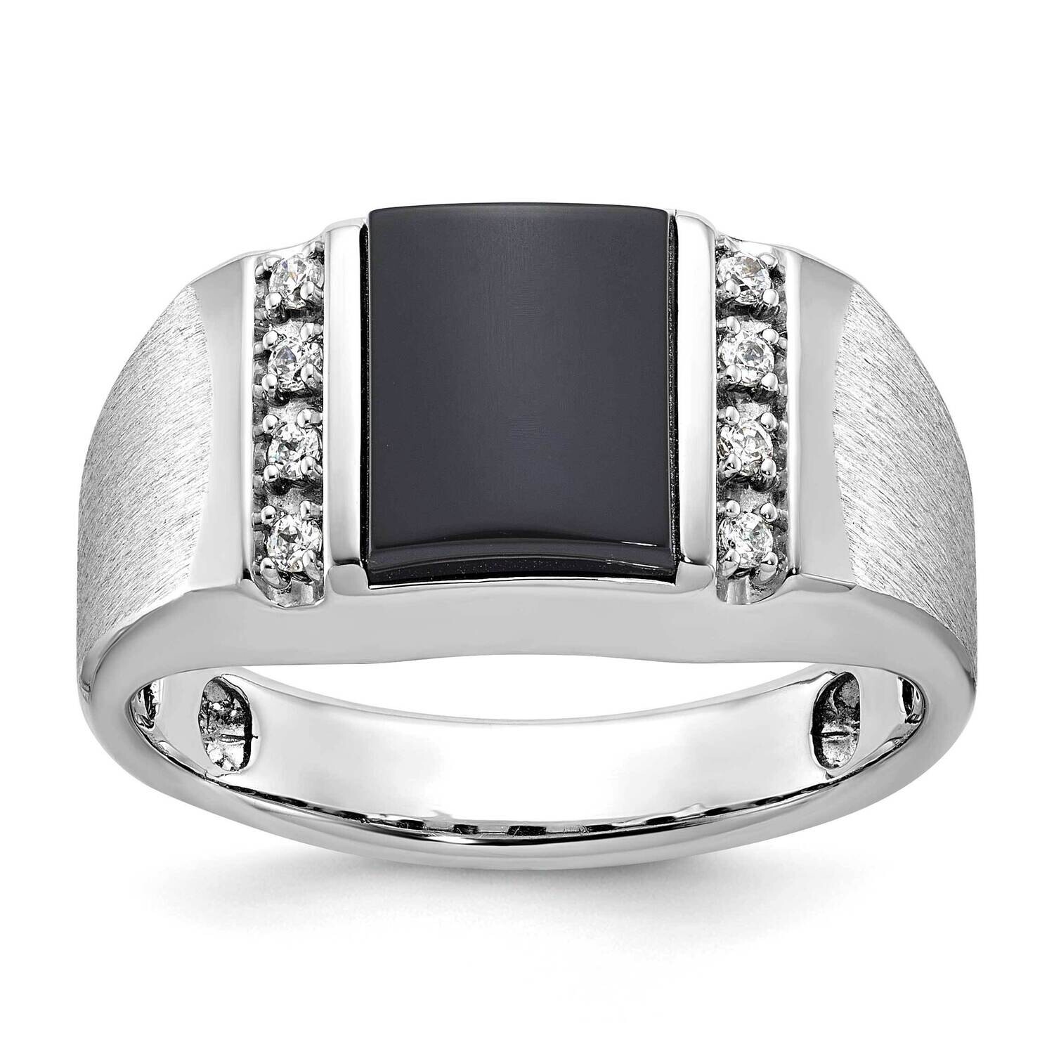 Ibgoodman Men&#39;s Satin Onyx Diamond Ring Mounting 14k White Gold B52028-4W by IBGoodman, MPN: B52028…