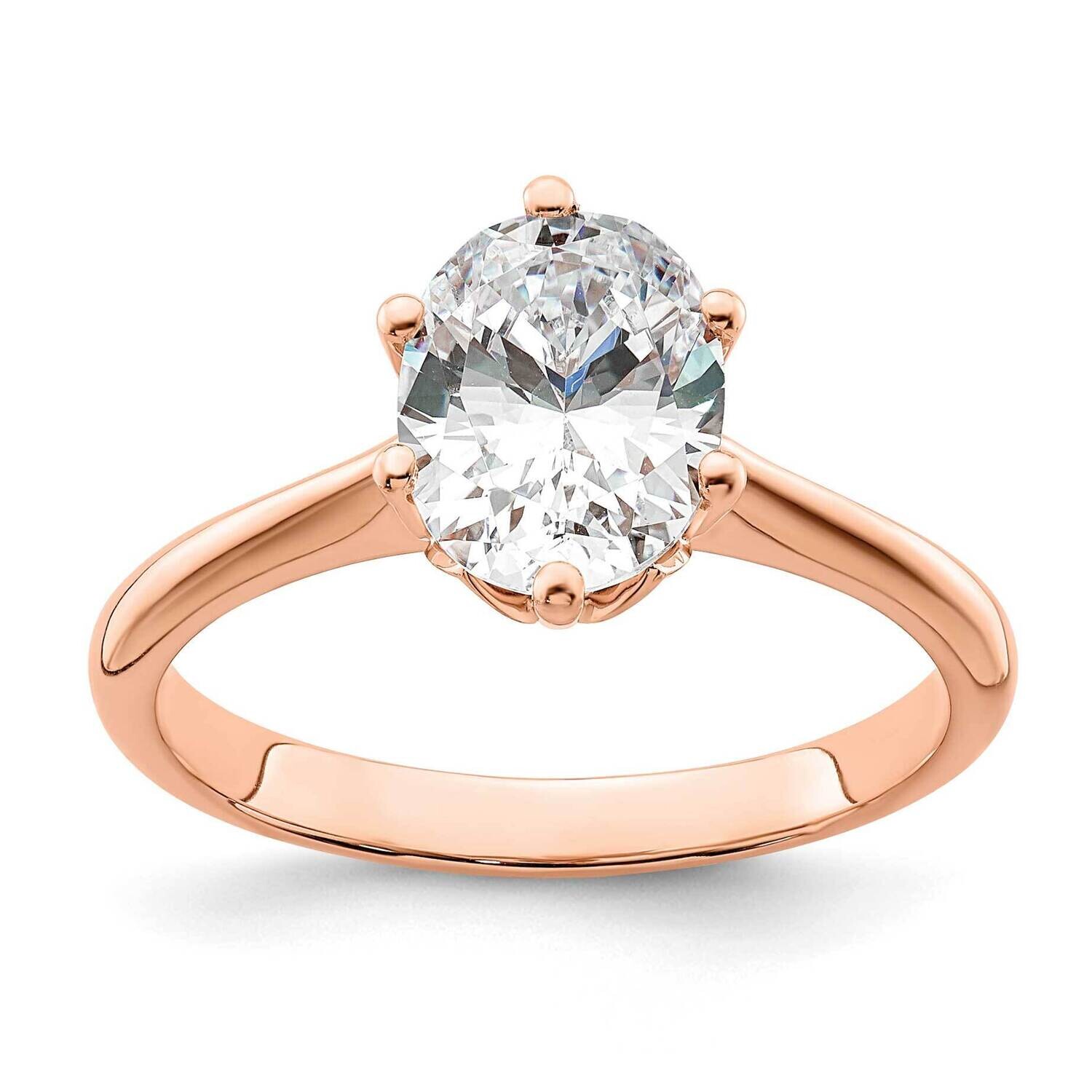 Holds 2 Carat 8.5X6.5mm Oval 6-Prong 1/20 Carat Diamond Leaf Design Semi-Mount Engagement Ring 14k …