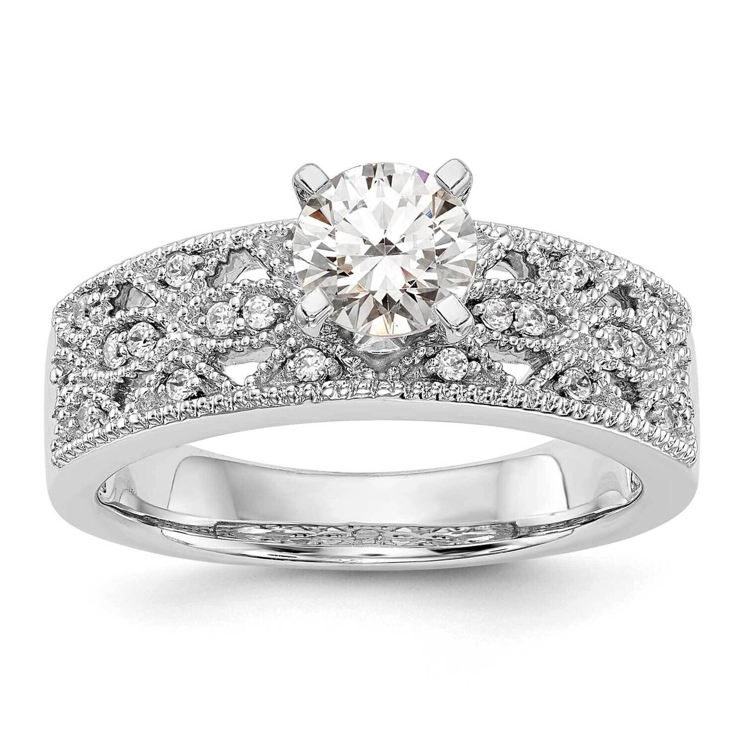 Peg Set 1/10 Carat Diamond Semi-Mount Engagement Ring 14k White Gold RM2858E-010-WAA, MPN: RM2858E-…