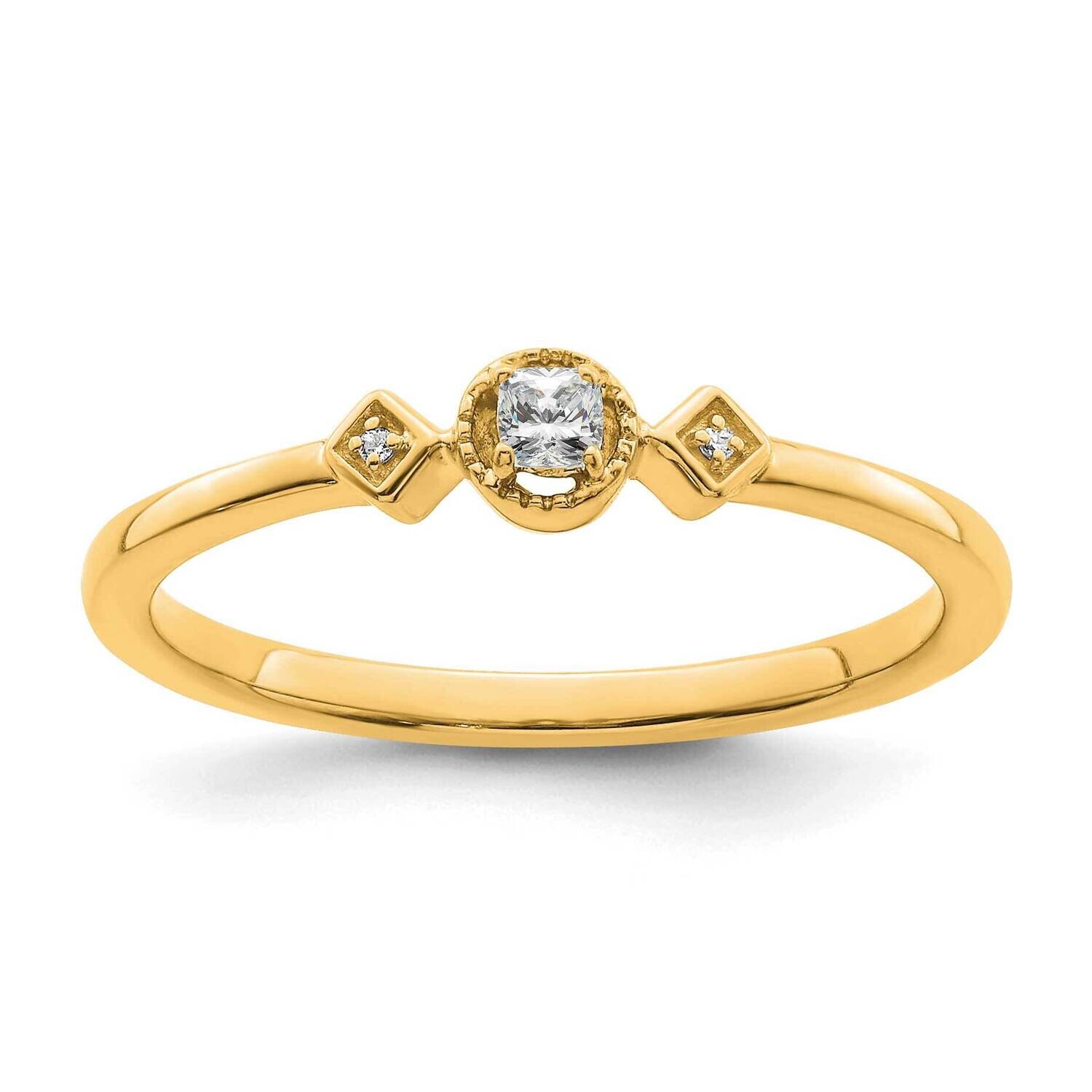 Beaded Edge Petite 3-Stone 1/15 Carat Cushion Diamond Complete Promise/Engagement Ring 14k Gold RM7…