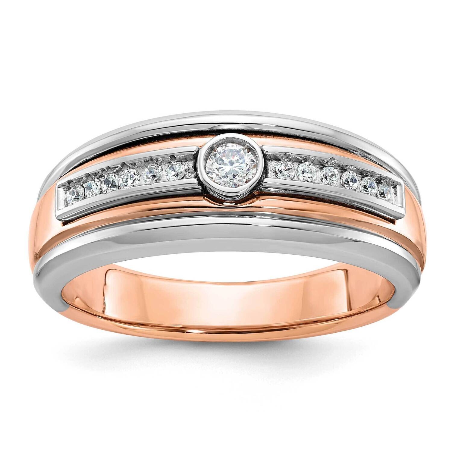 White Rose Gold Ibgoodman Men&#39;s Diamond Ring Mounting 14k Two-Tone Gold B64030-4RW by IBGoodman, MP…