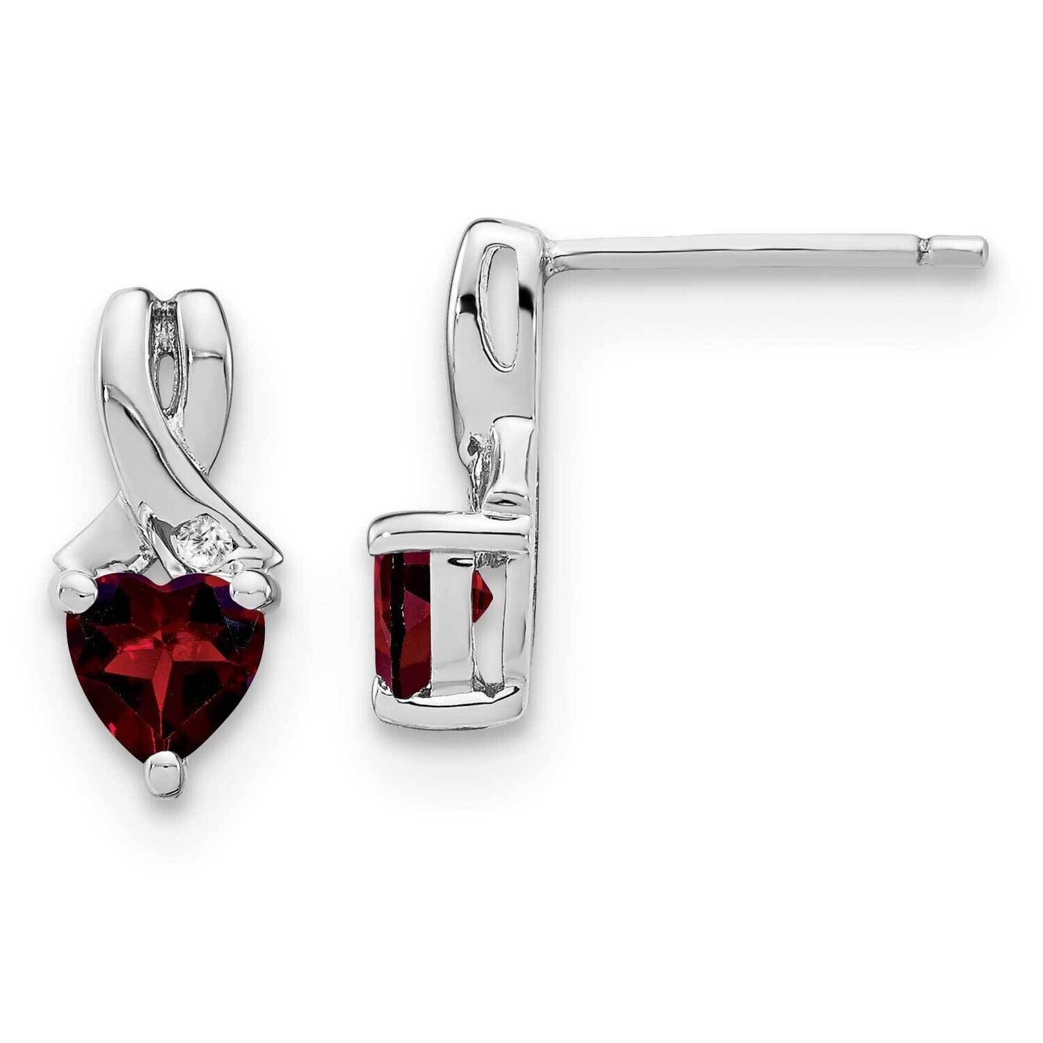 Garnet Diamond Earrings Sterling Silver Rhodium-Plated EM7401-GA-002-SSA, MPN: EM7401-GA-002-SSA,