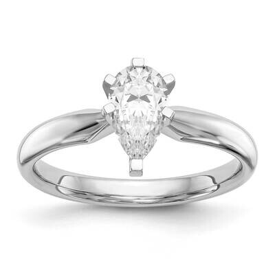 2 Carat Medium-Weight Comfort-Fit 6-Prong Tulip-Head Pear Solitaire Ring Mounting 14k White Gold KS…