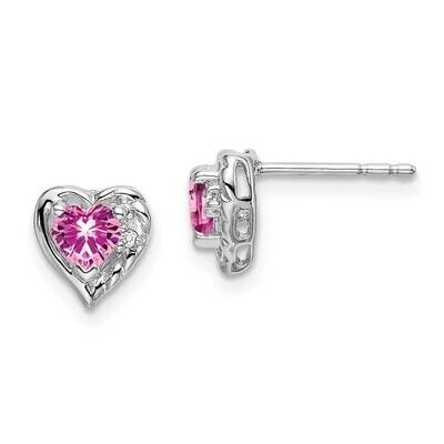Created Pink Sapphire Diamond Heart Earrings 14k White Gold EM7027-CPS-001-WA, MPN: EM7027-CPS-001-…