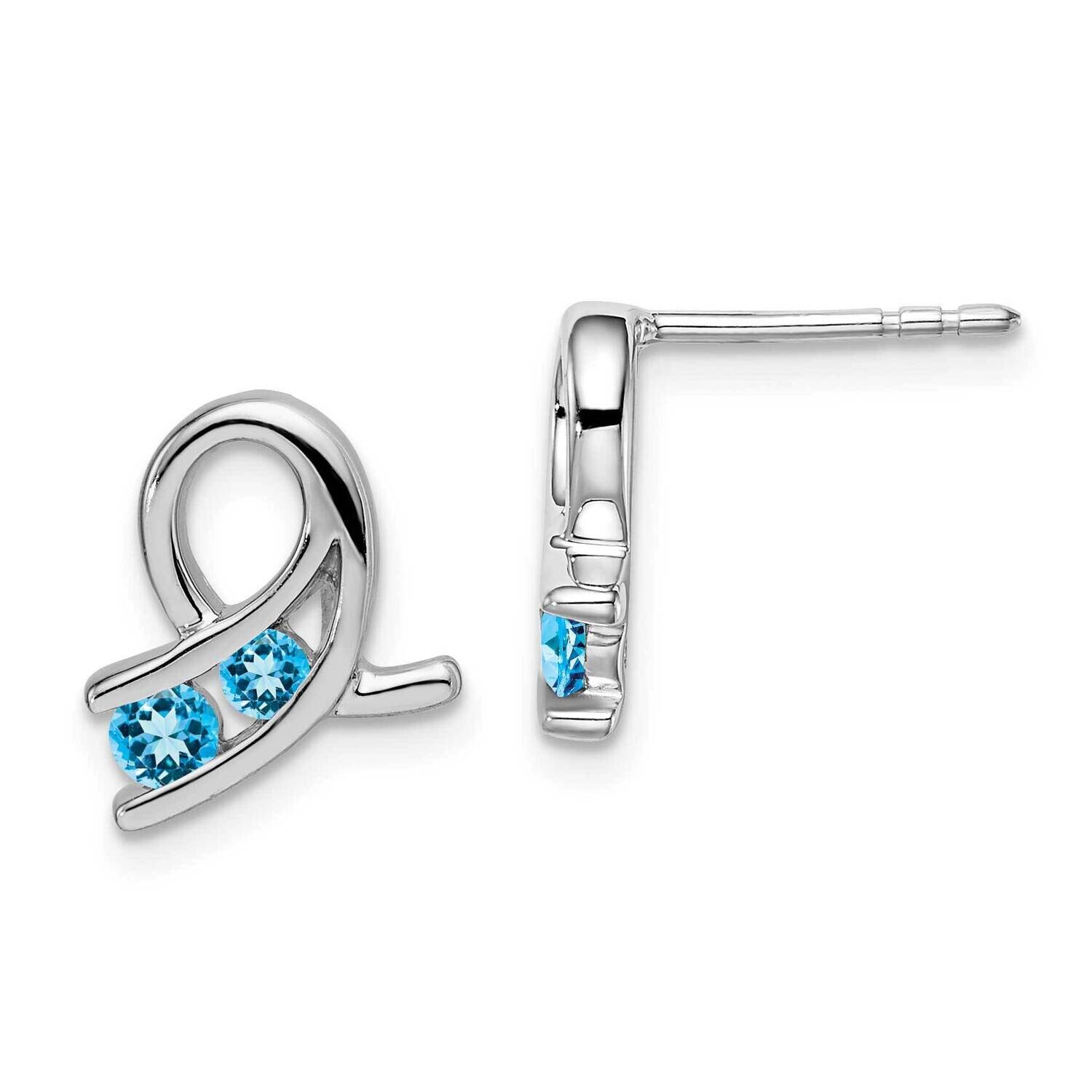 Blue Topaz Earrings 14k White Gold EM7120-BT-W, MPN: EM7120-BT-W, 191101841705
