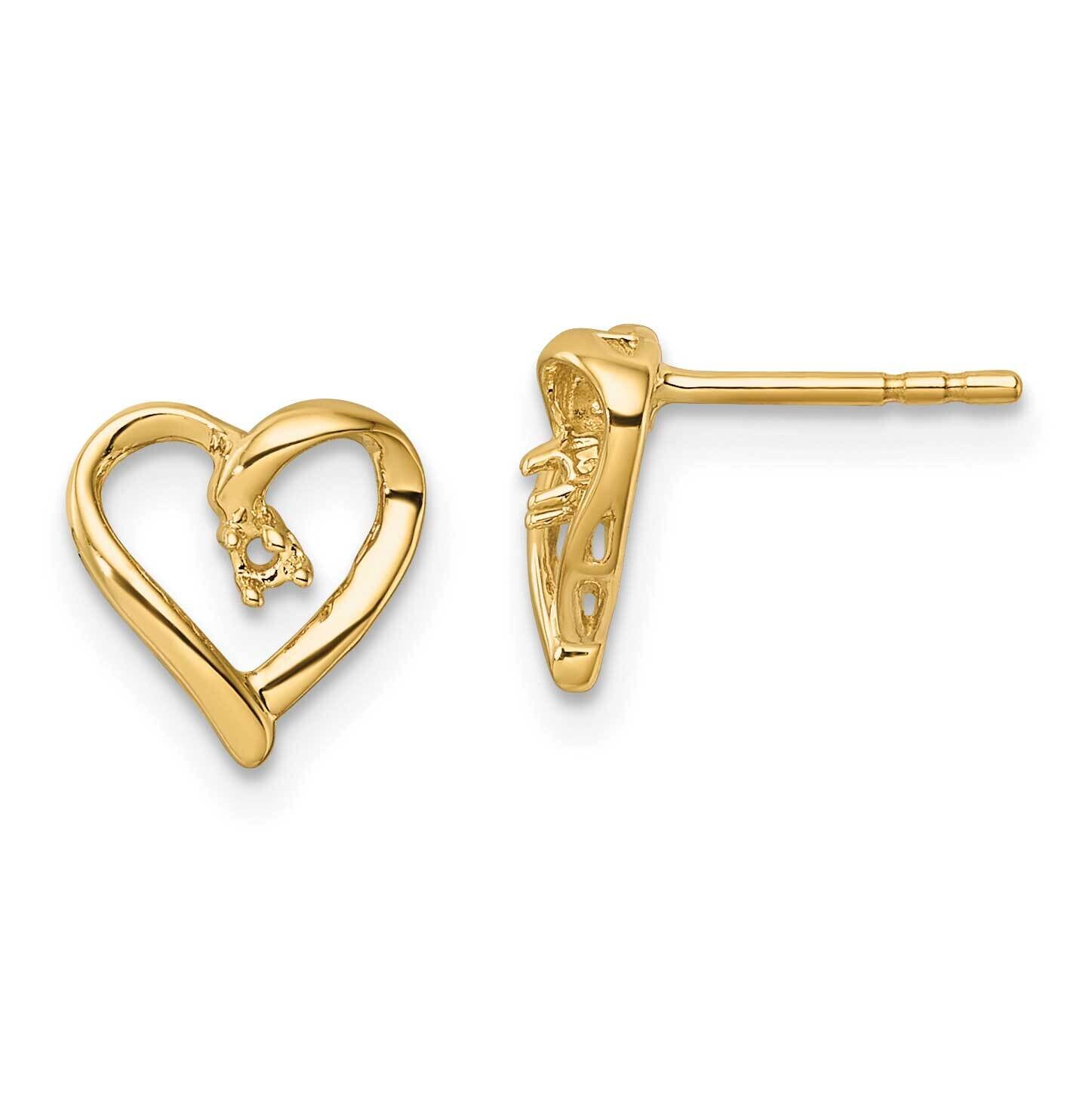 Fancy Diamond Heart Earring Mountings 14k Gold EM5522-005-Y