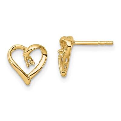 Fancy Diamond Heart Earring Mountings 14k Gold EM5522-005-Y, MPN: EM5522-005-Y, 191101731891