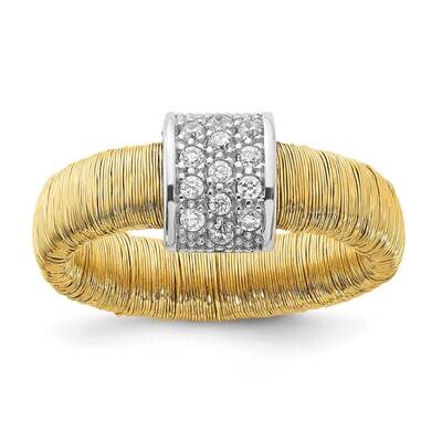 Gold Tone Wire Wrapped Swarovski Crystal Ring Sterling Silver AN_044-Y, MPN: AN_044-Y,