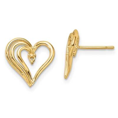 Fancy Diamond Heart Earring Mountings 14k Gold EM5524-004-Y, MPN: EM5524-004-Y, 191101731969