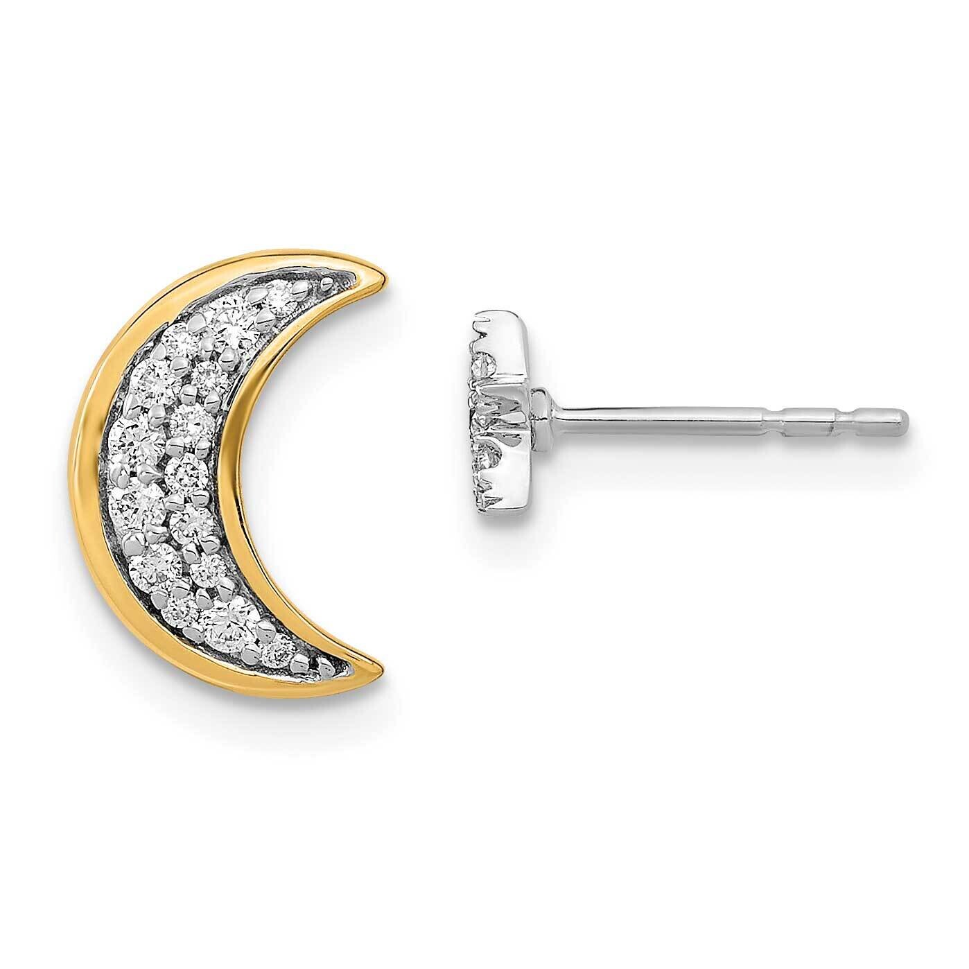 Moon Andstar Diamond Mis-Match Post Earrings 14k Two-Tone Gold EM6848-016-WYA