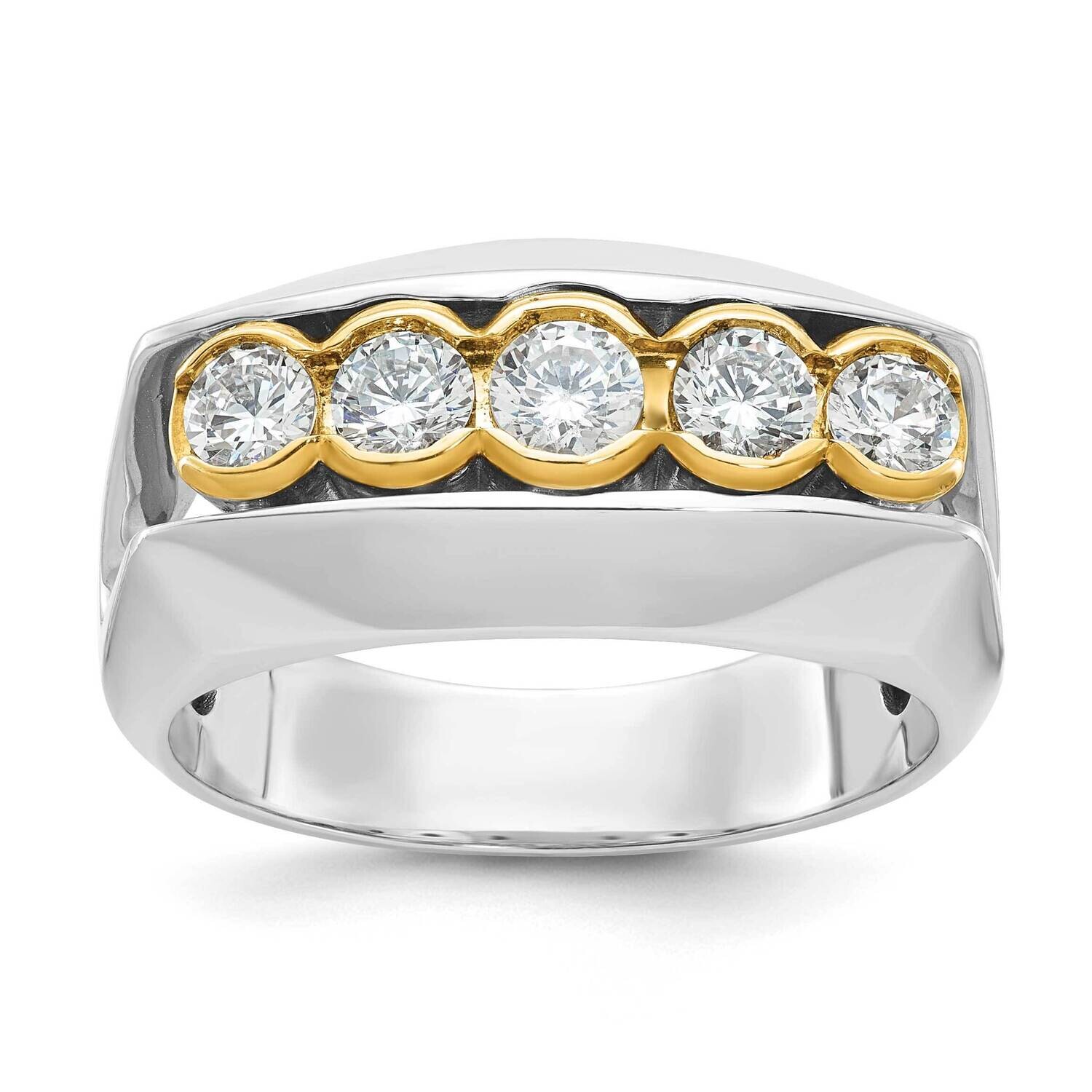Ibgoodman Men&#39;s Polished Graduated 5-Stone Ring Mounting 14k Two-Tone Gold B64167-4WY by IBGoodman,…