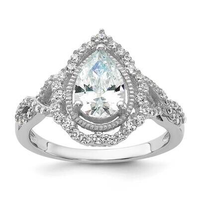 Cheryl M Fancy Brilliant-Cut Teardrop CZ Ring Sterling Silver Rhodium-Plated QCM1601, MPN: QCM1601,