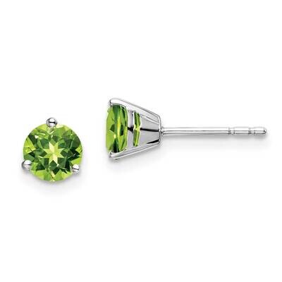 Round Peridot Earrings 14k White Gold EM7098-PE-W, MPN: EM7098-PE-W, 191101841095