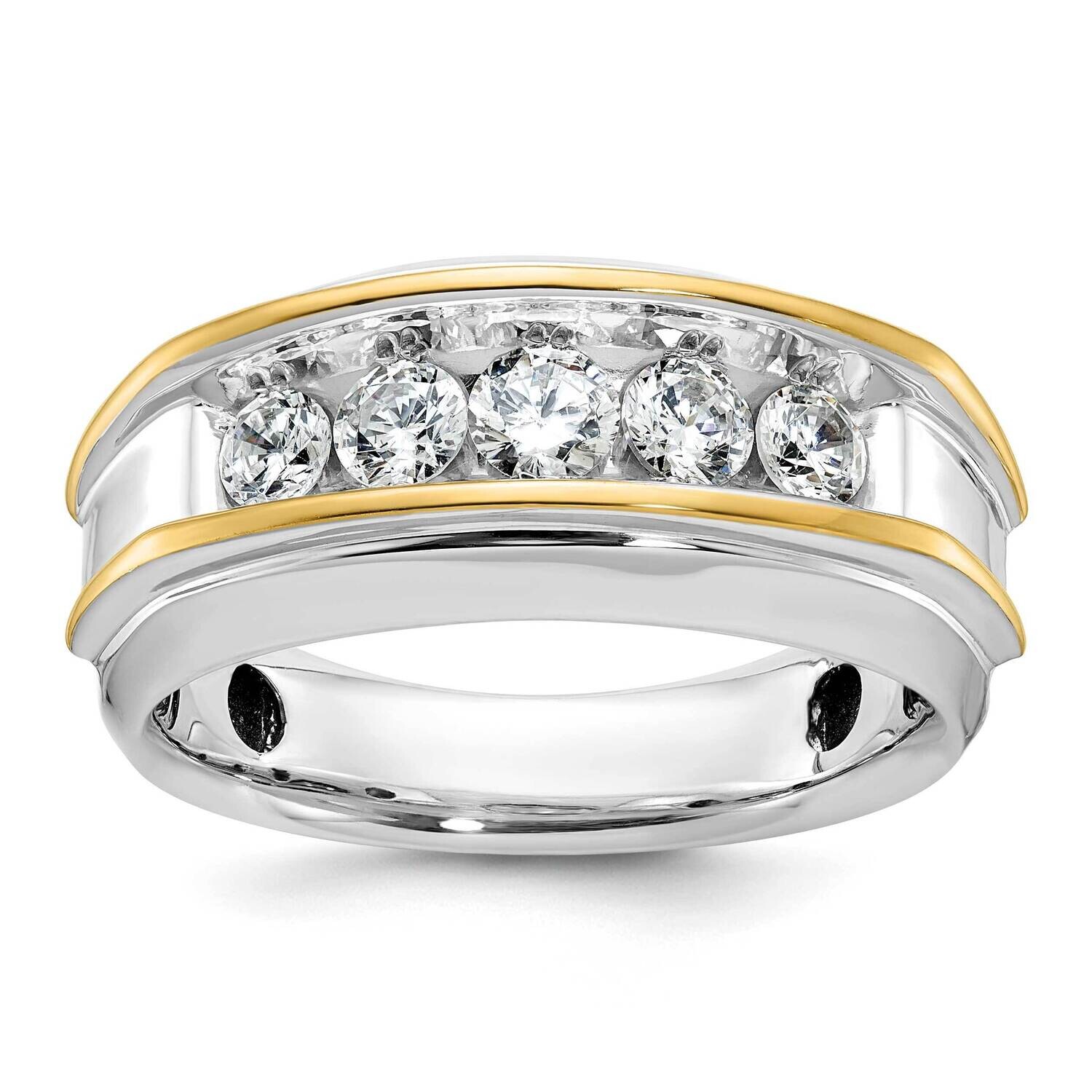 Ibgoodman Men&#39;s Polished 5-Stone Ring Mounting 14k Two-Tone Gold B63686-4WY by IBGoodman, MPN: B636…