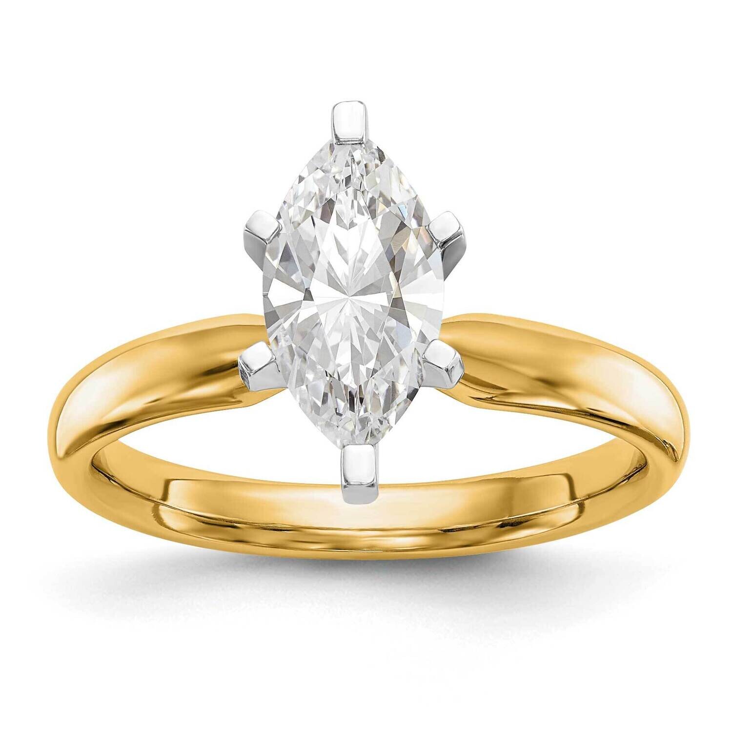 5/8 Carat Medium-Weight Comfort-Fit 6-Prong Tulip-Head Marquise Solitaire Ring Mounting 14k Two-Ton…