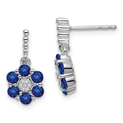 Sapphire Diamond Earrings 14k White Gold EM7191-SA-005-WA, MPN: EM7191-SA-005-WA, 191101842078