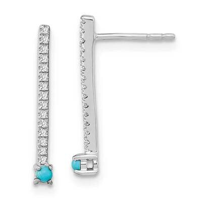 Turquoise White Topaz Earrings 14k White Gold EM7415-BTQ-W, MPN: EM7415-BTQ-W, 883957969053